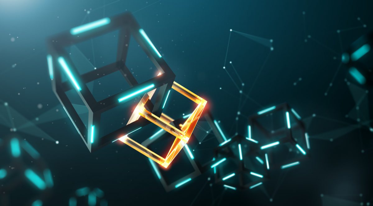 Blockchain technology with abstract background - 3D Rendering